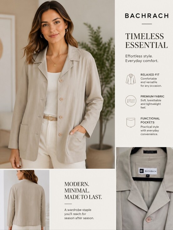 Bachrach Jackets & Blazers - Bachrach Beige Single-Breasted Trench Coat